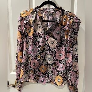 Steve Madden Floral Blouse - Black, Pink, Yellow